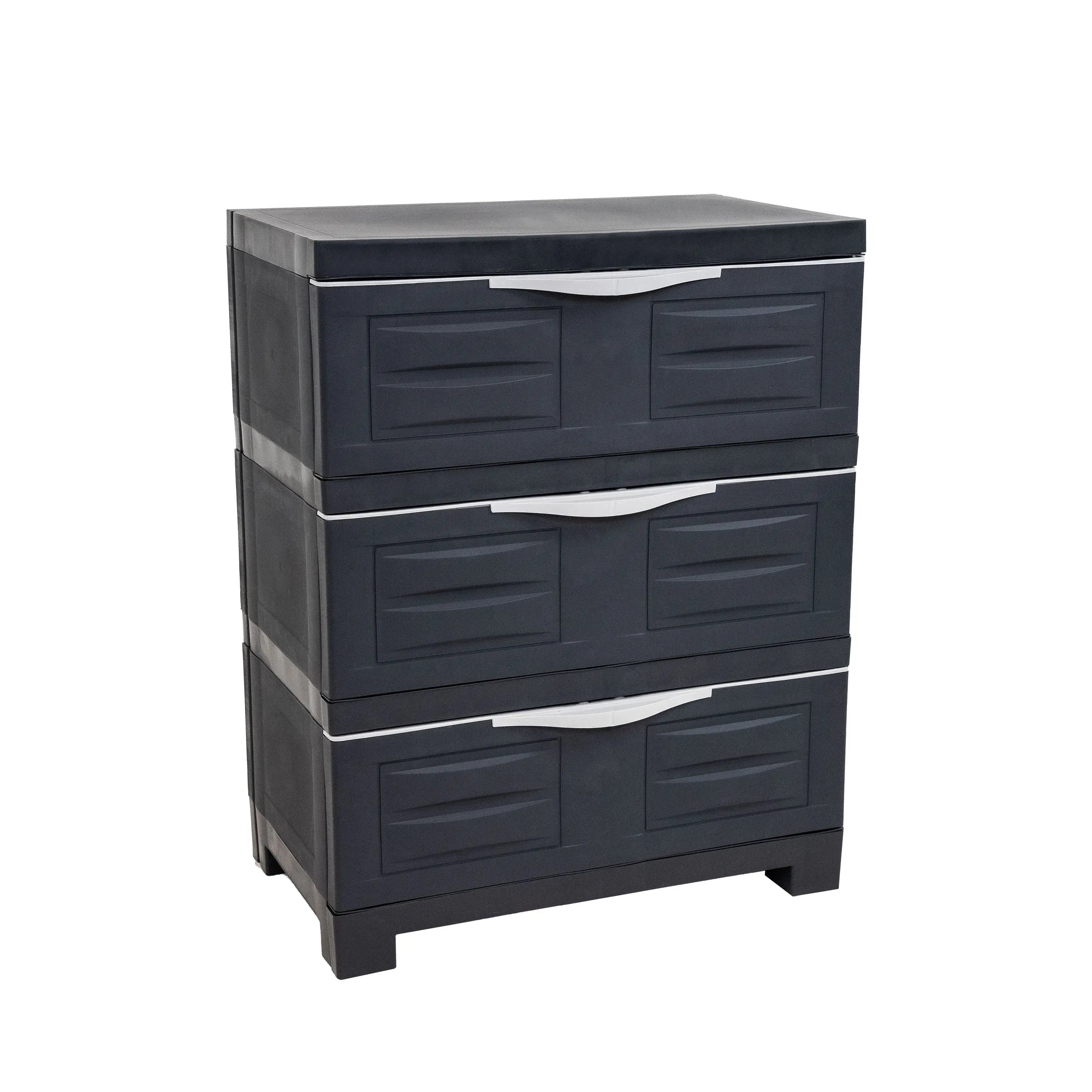 23" Charcoal Plastic Accent Cabinet With Three Drawers Homeroots Kitchen & Dining