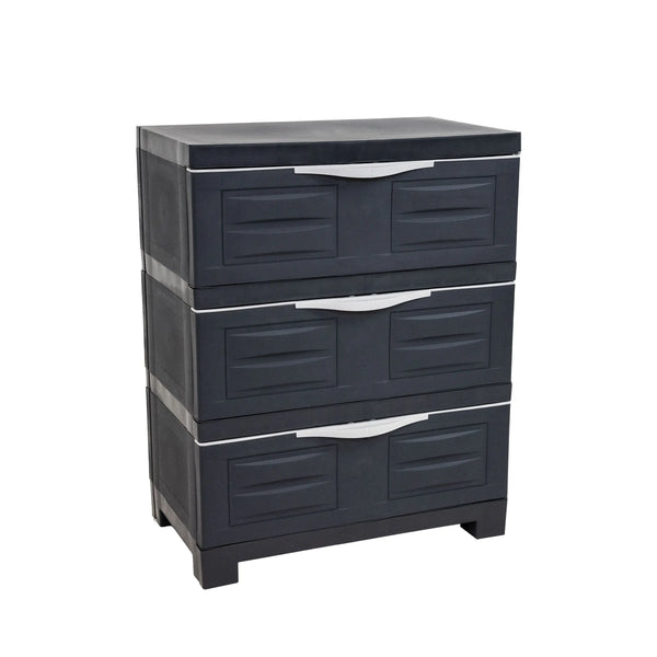 23" Charcoal Plastic Accent Cabinet With Three Drawers Homeroots Kitchen & Dining