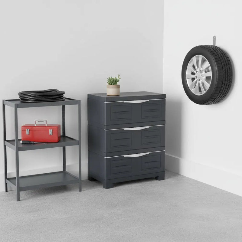 23" Charcoal Plastic Accent Cabinet With Three Drawers Homeroots Kitchen & Dining
