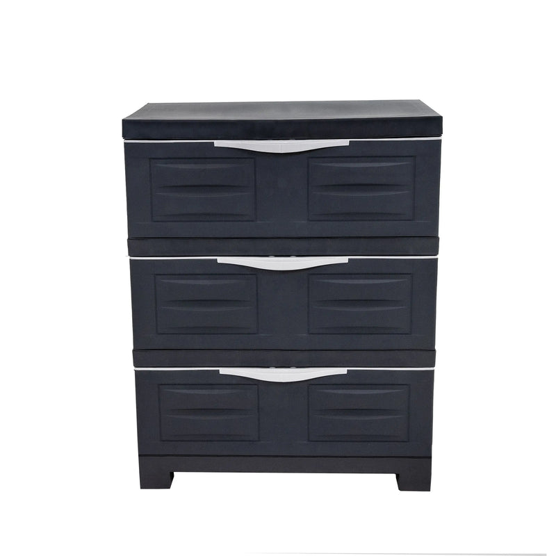 23" Charcoal Plastic Accent Cabinet With Three Drawers Homeroots Kitchen & Dining