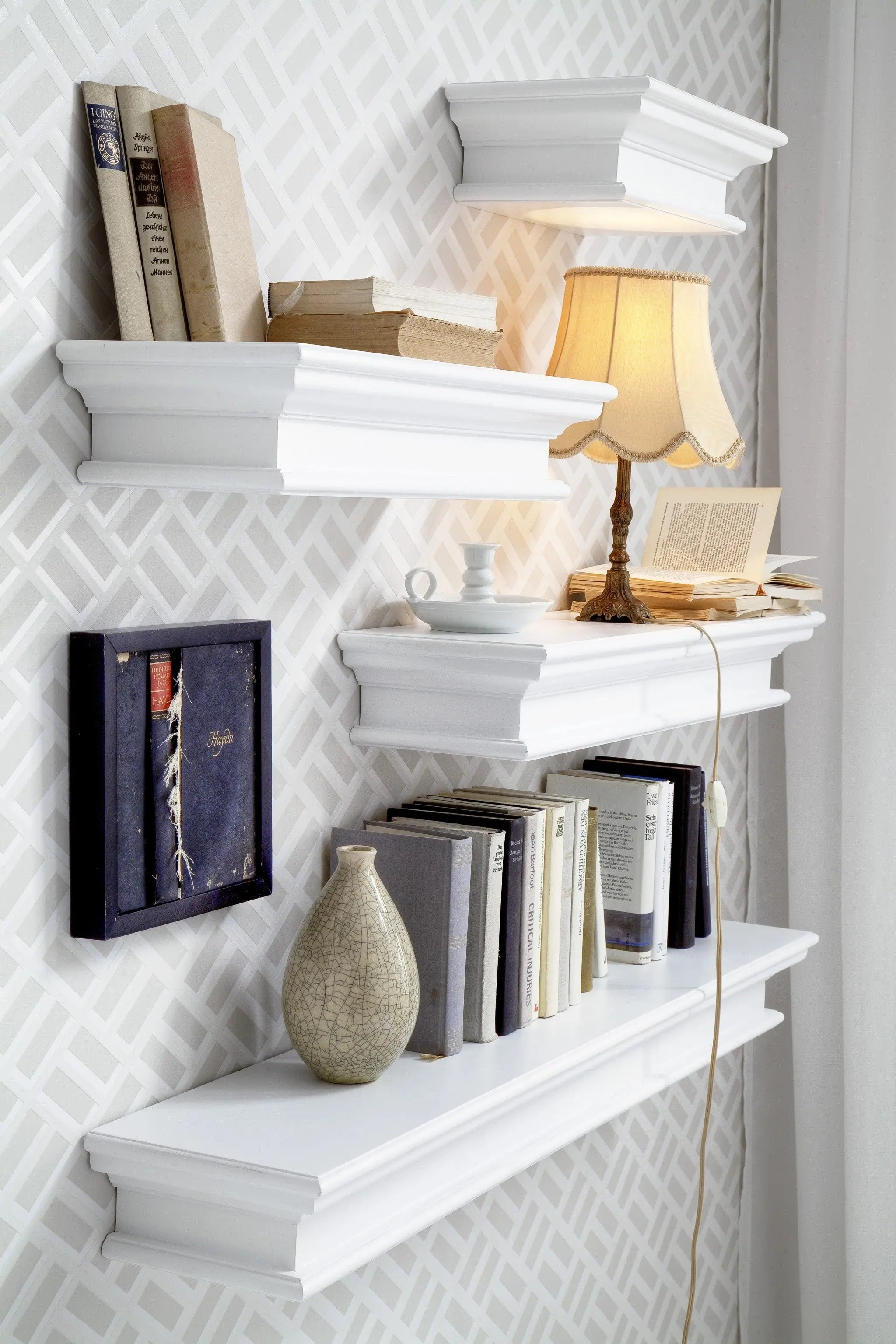 23" Classic White Floating Wall Shelf Homeroots Organization
