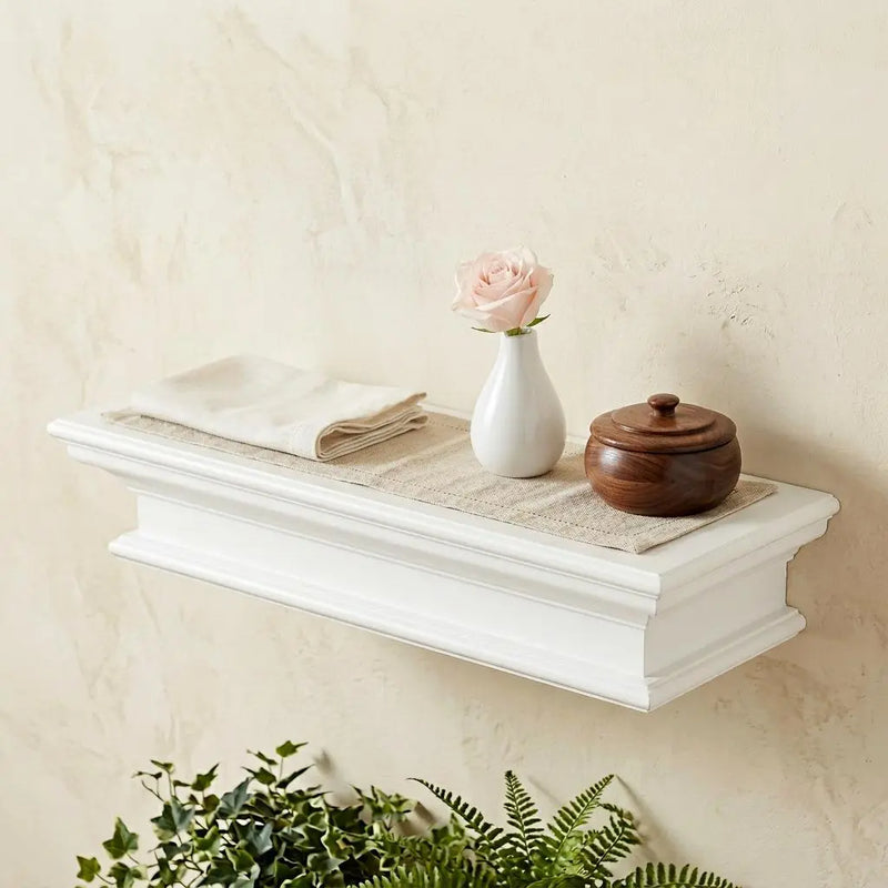 23" Classic White Floating Wall Shelf Homeroots Organization