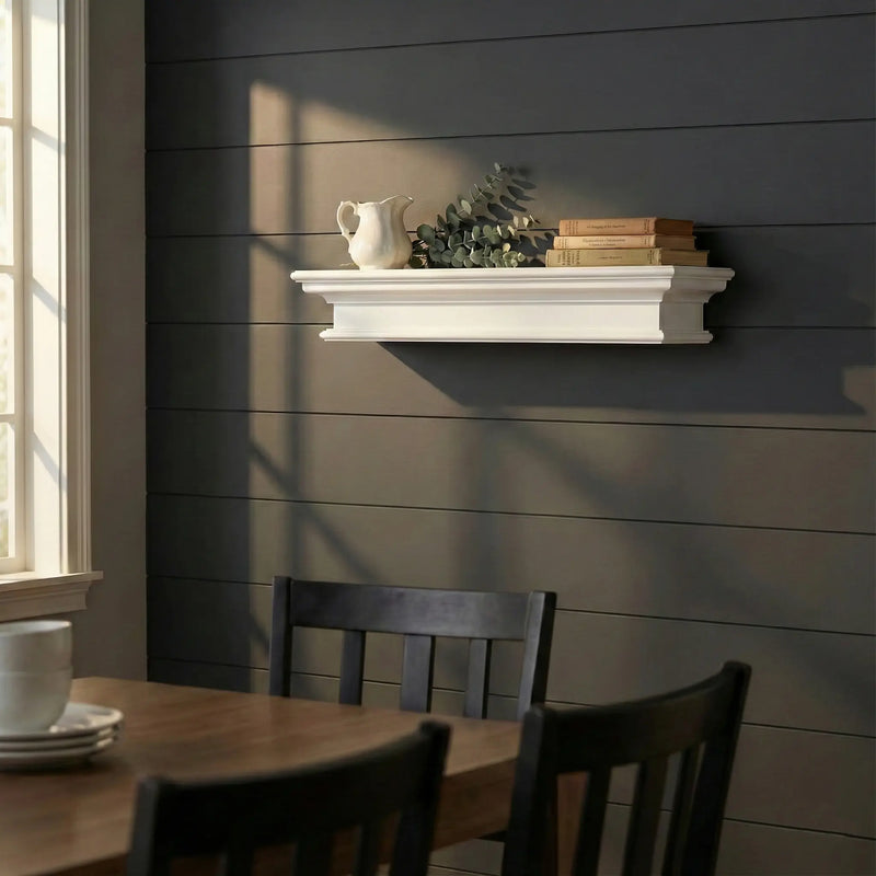 23" Classic White Floating Wall Shelf Homeroots Organization