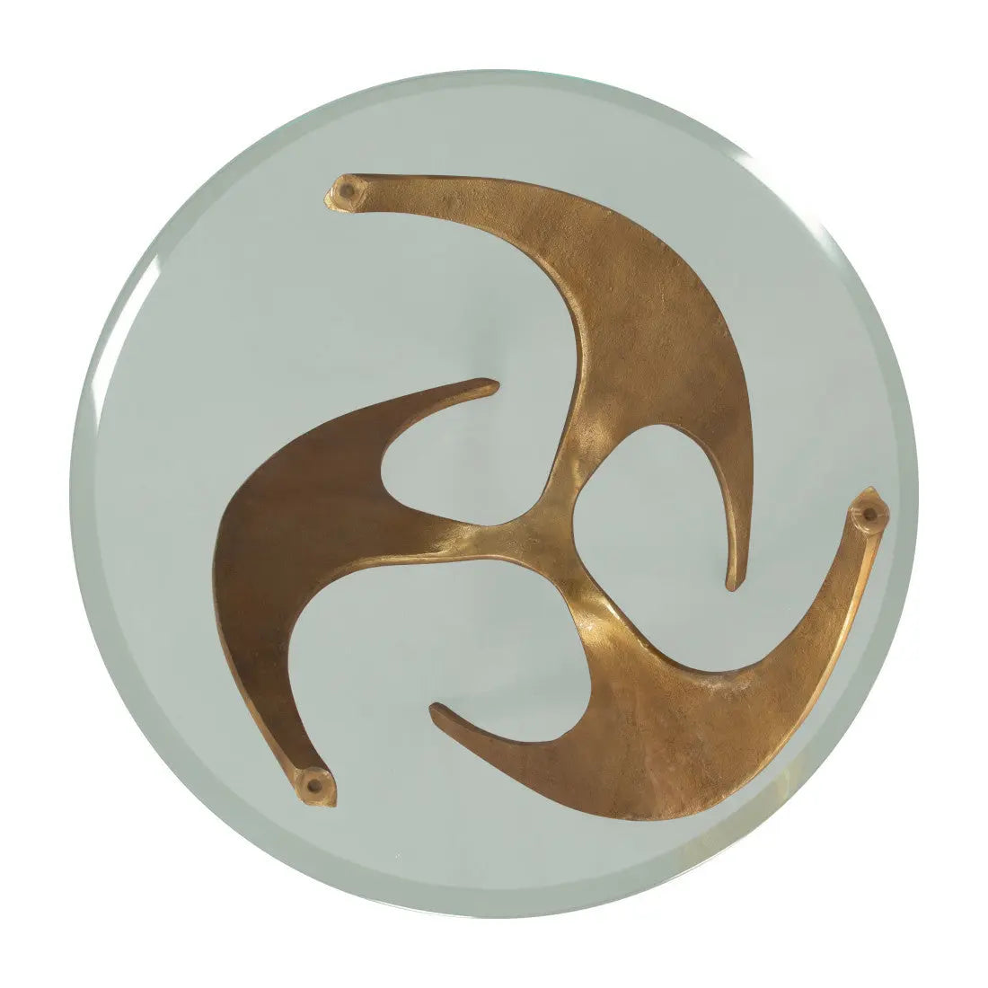 23" Clear and Gold Glass and Distressed Aluminum Circular End Table Homeroots Living Room