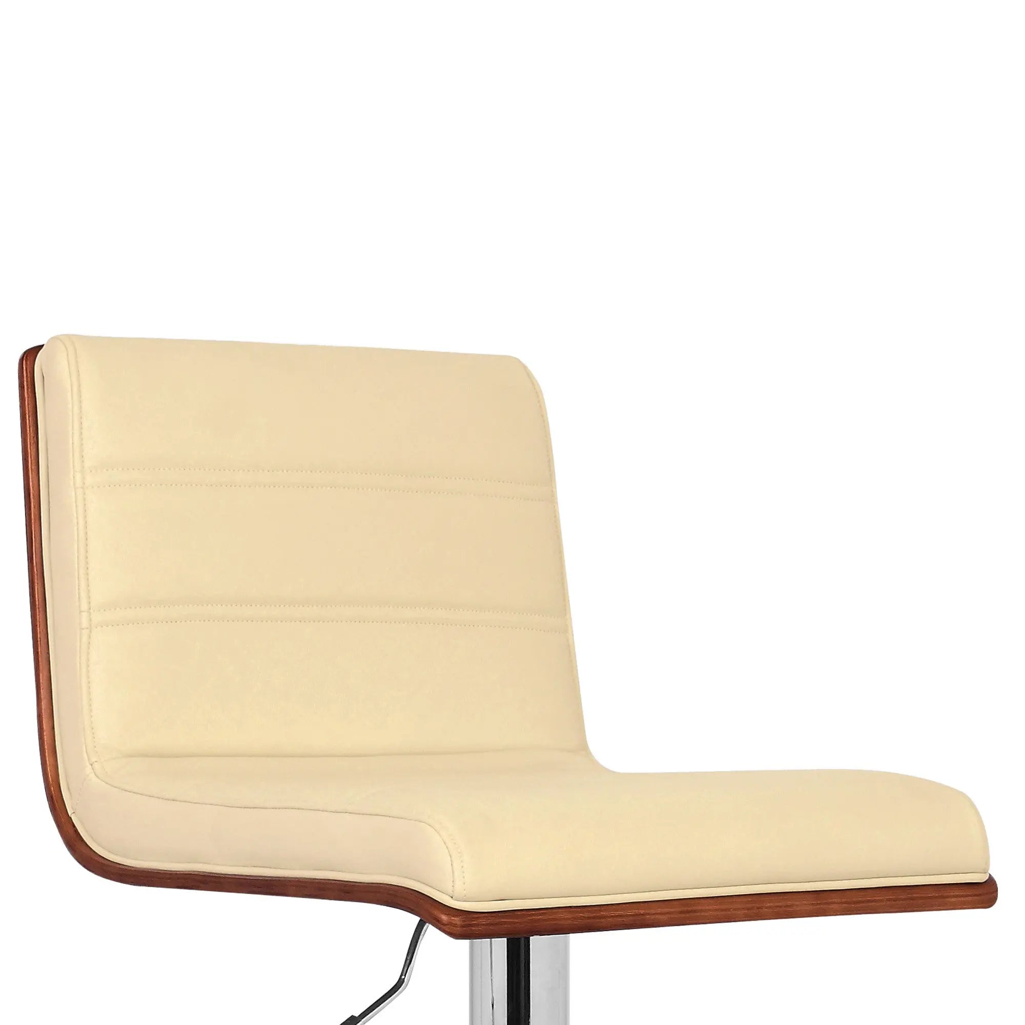 23" Cream And Silver Iron Swivel Low Back Adjustable Height Bar Chair - GreatEagleInc