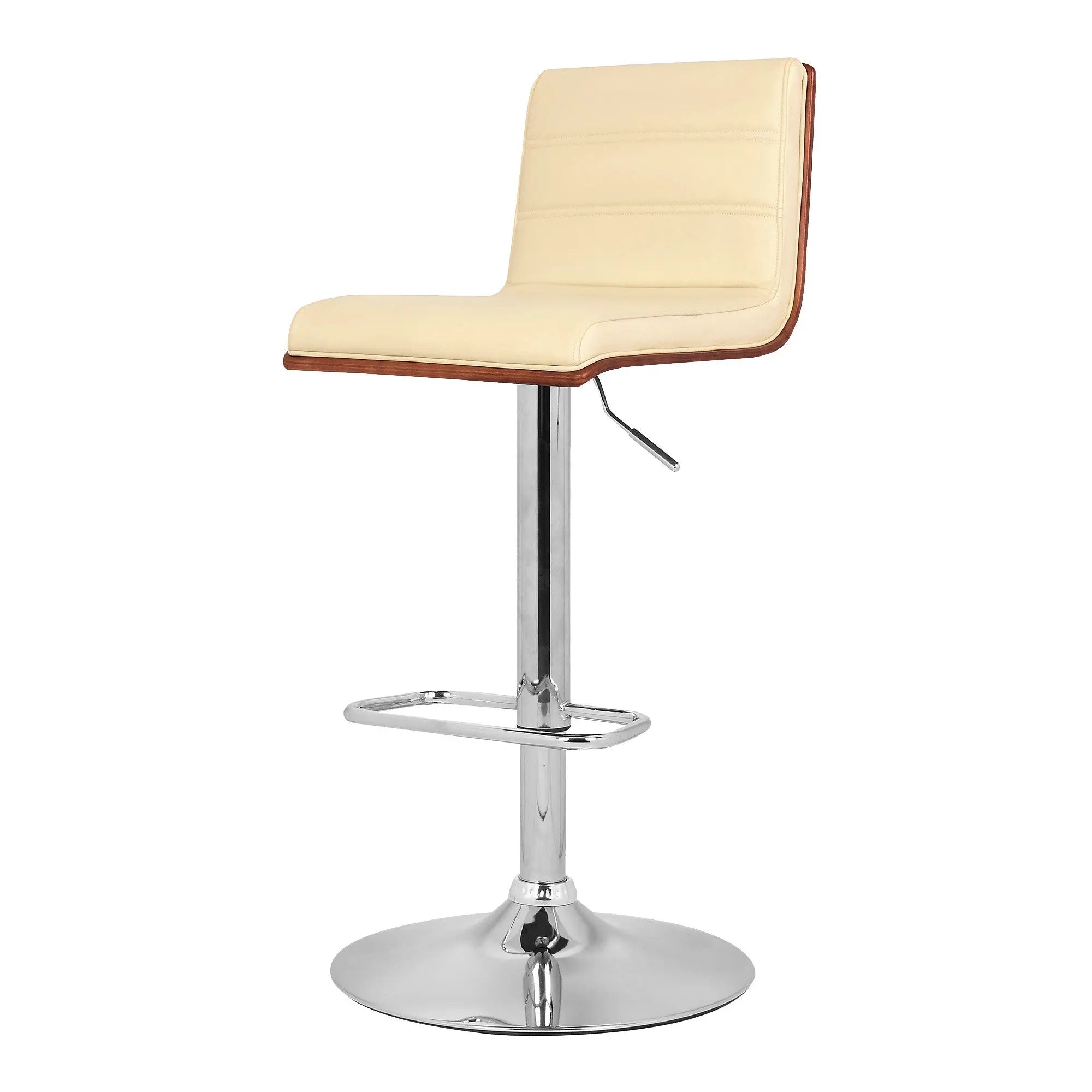 23" Cream And Silver Iron Swivel Low Back Adjustable Height Bar Chair - GreatEagleInc