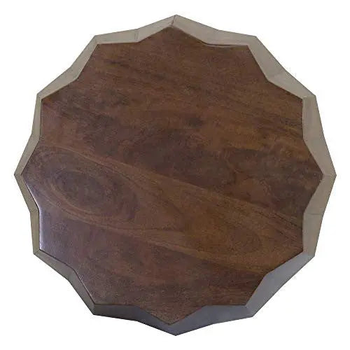 23" Dark Brown Solid Wood Drum End Table Homeroots Living Room