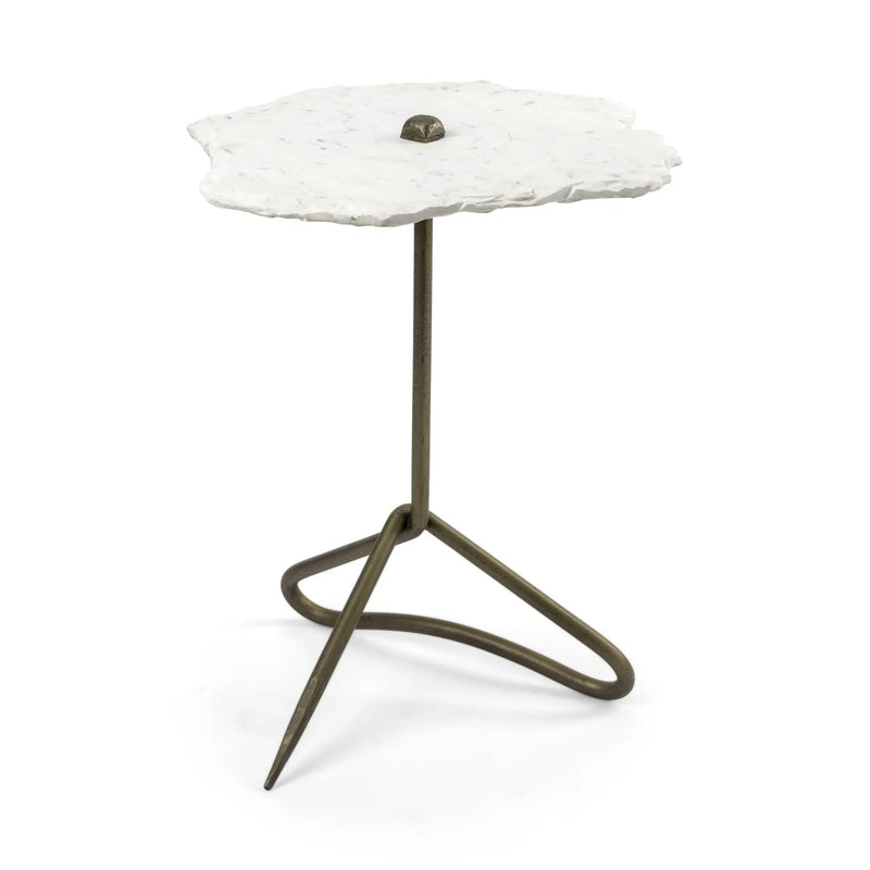 23" Gold And White Marble End Table - GreatEagleInc