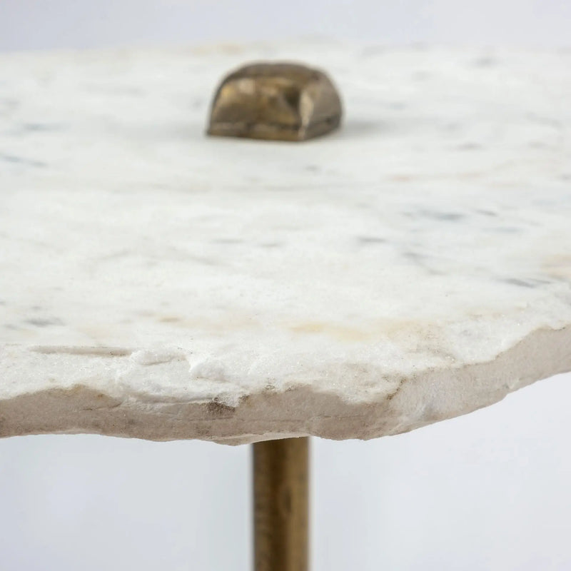 23" Gold And White Marble End Table - GreatEagleInc