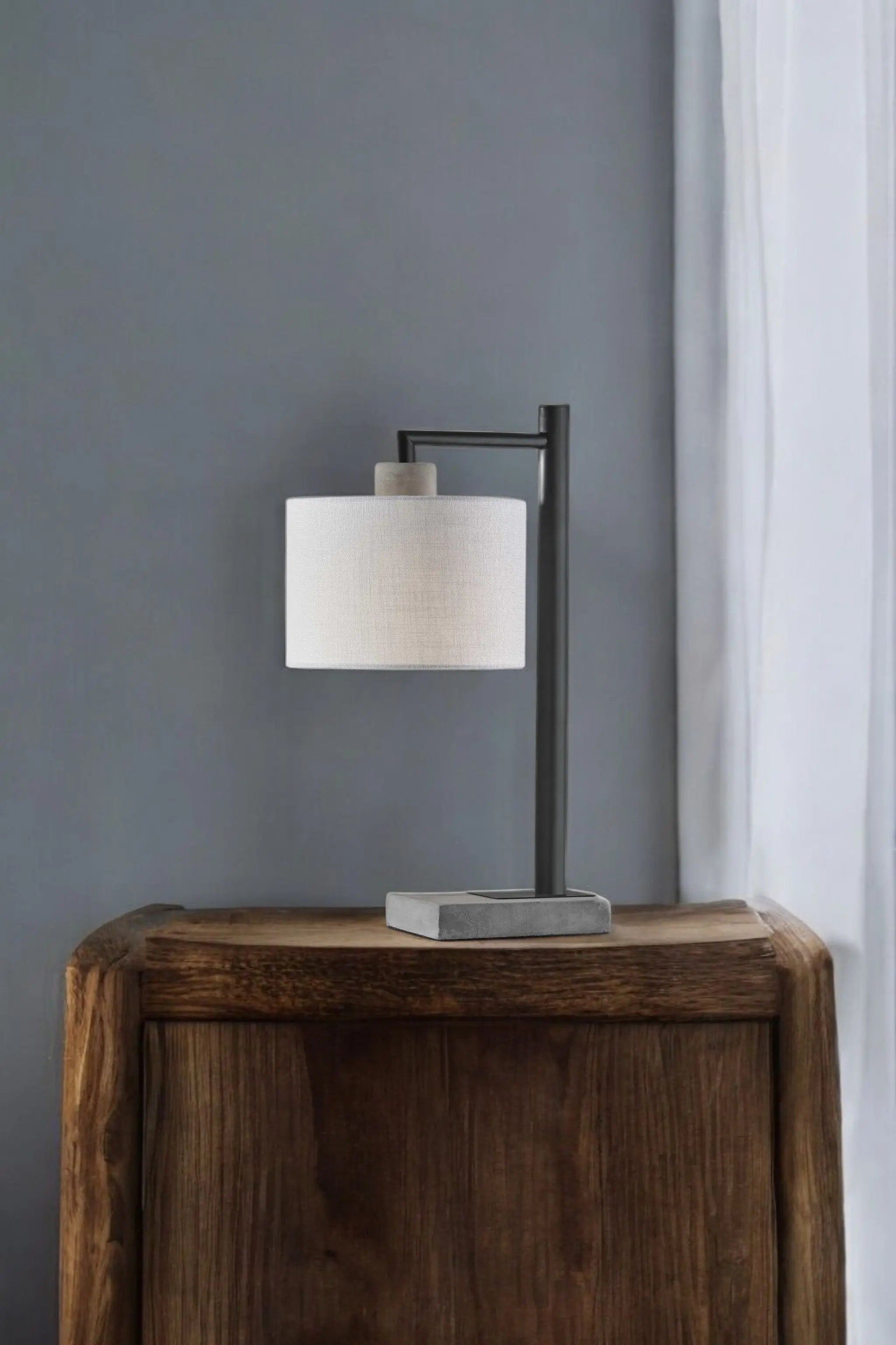 23" Gray Metal Novelty Table Lamp With White Empire Shade - GreatEagleInc