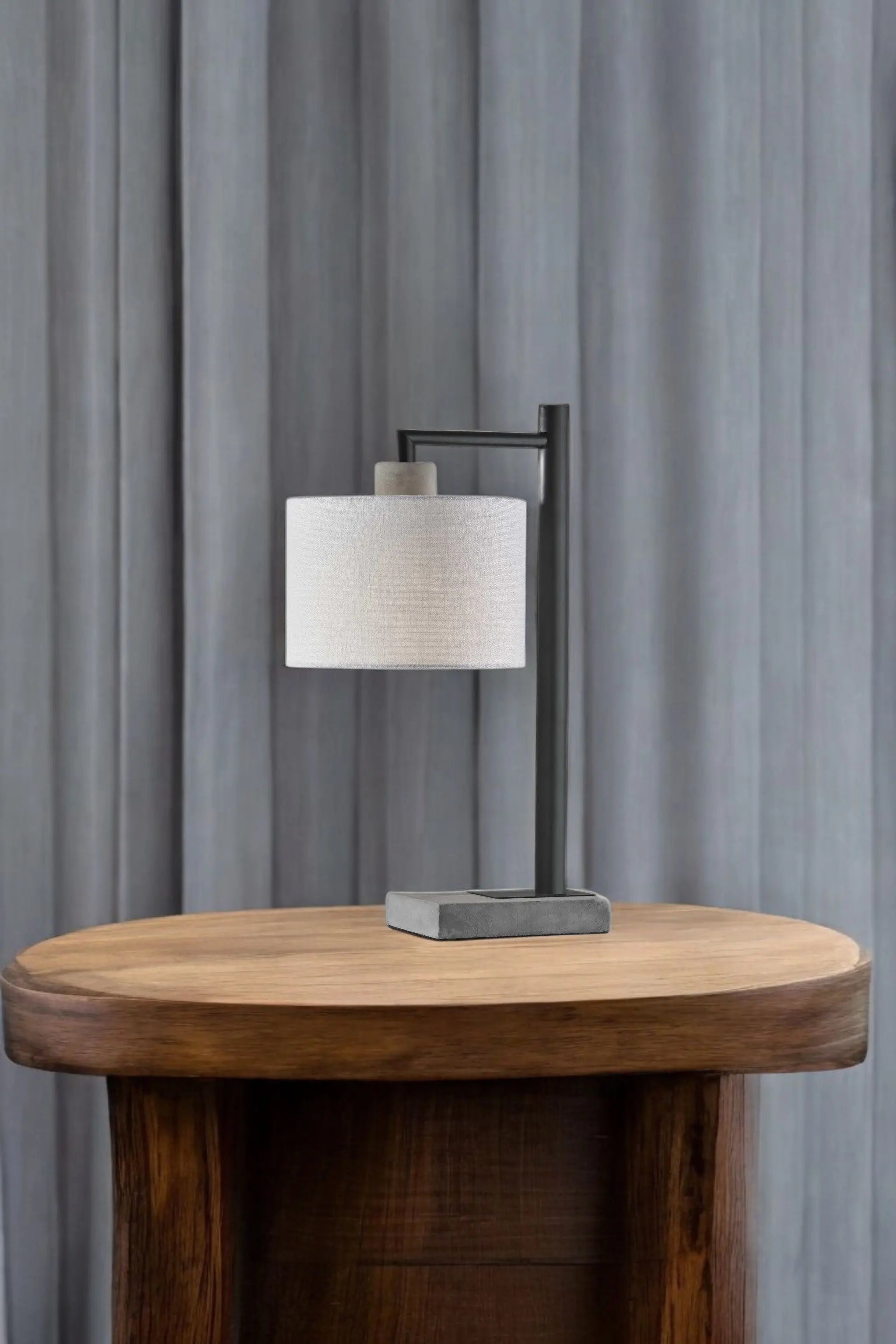23" Gray Metal Novelty Table Lamp With White Empire Shade - GreatEagleInc