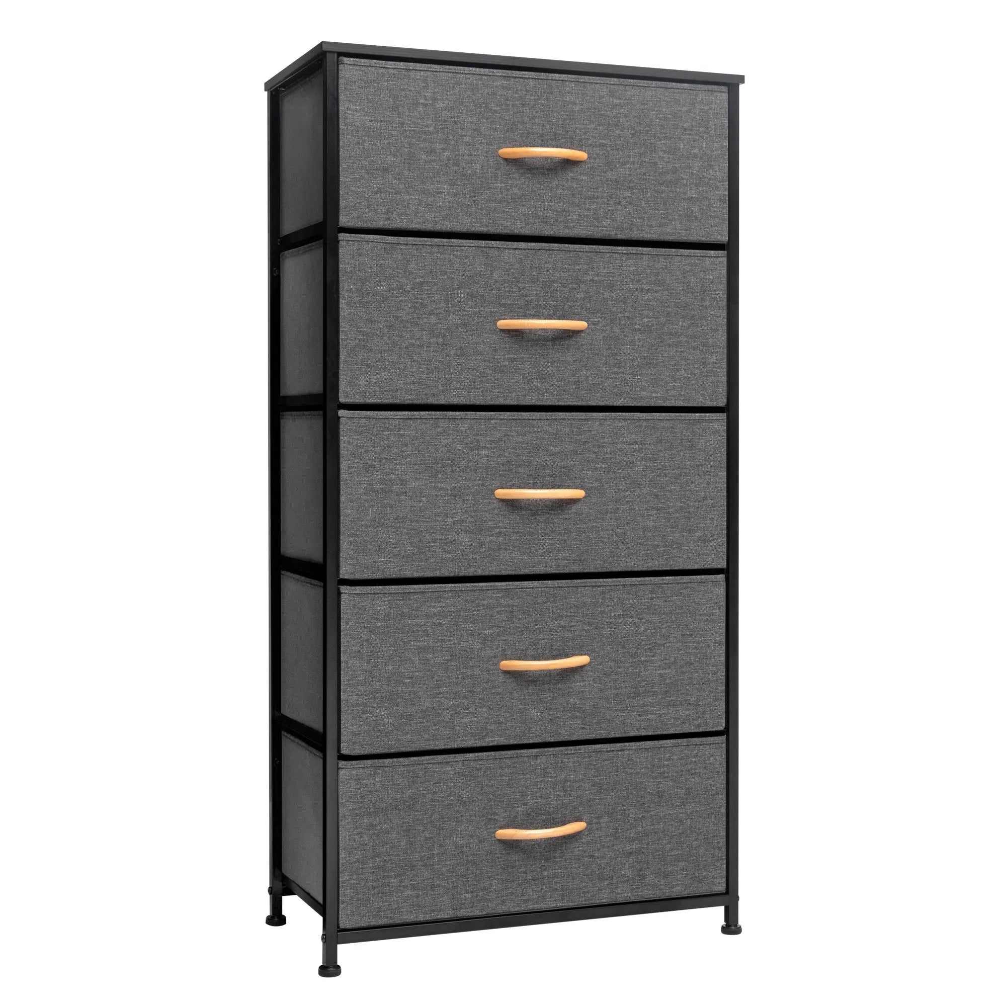 23" Gray and Black Steel and Fabric Five Drawer Chest - GreatEagleInc