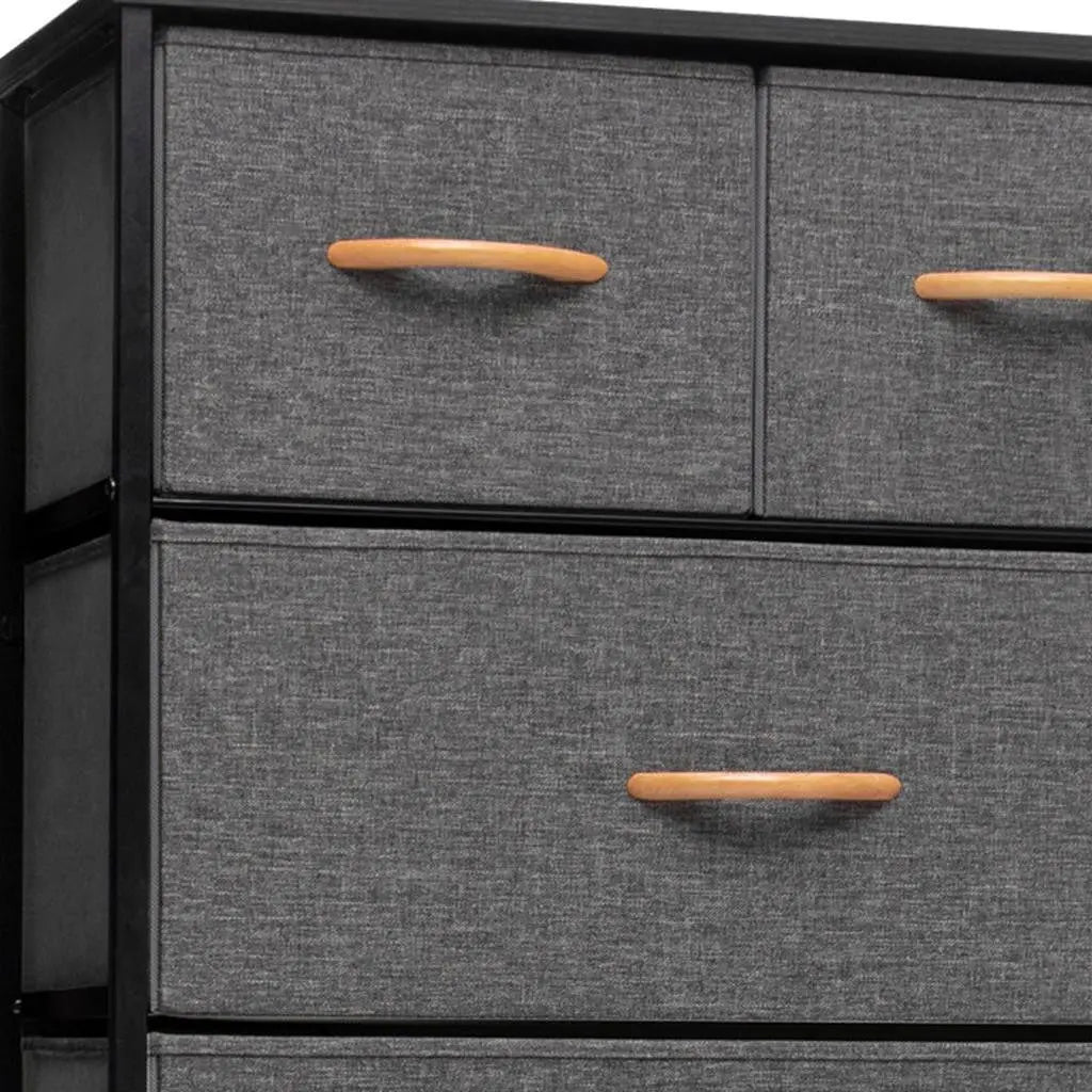 23" Gray and Black Steel and Fabric Six Drawer Chest Homeroots Bed & Bath