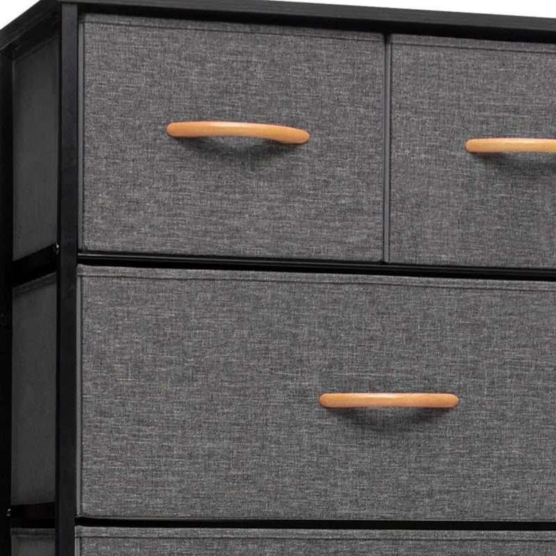 23" Gray and Black Steel and Fabric Six Drawer Chest Homeroots Bed & Bath