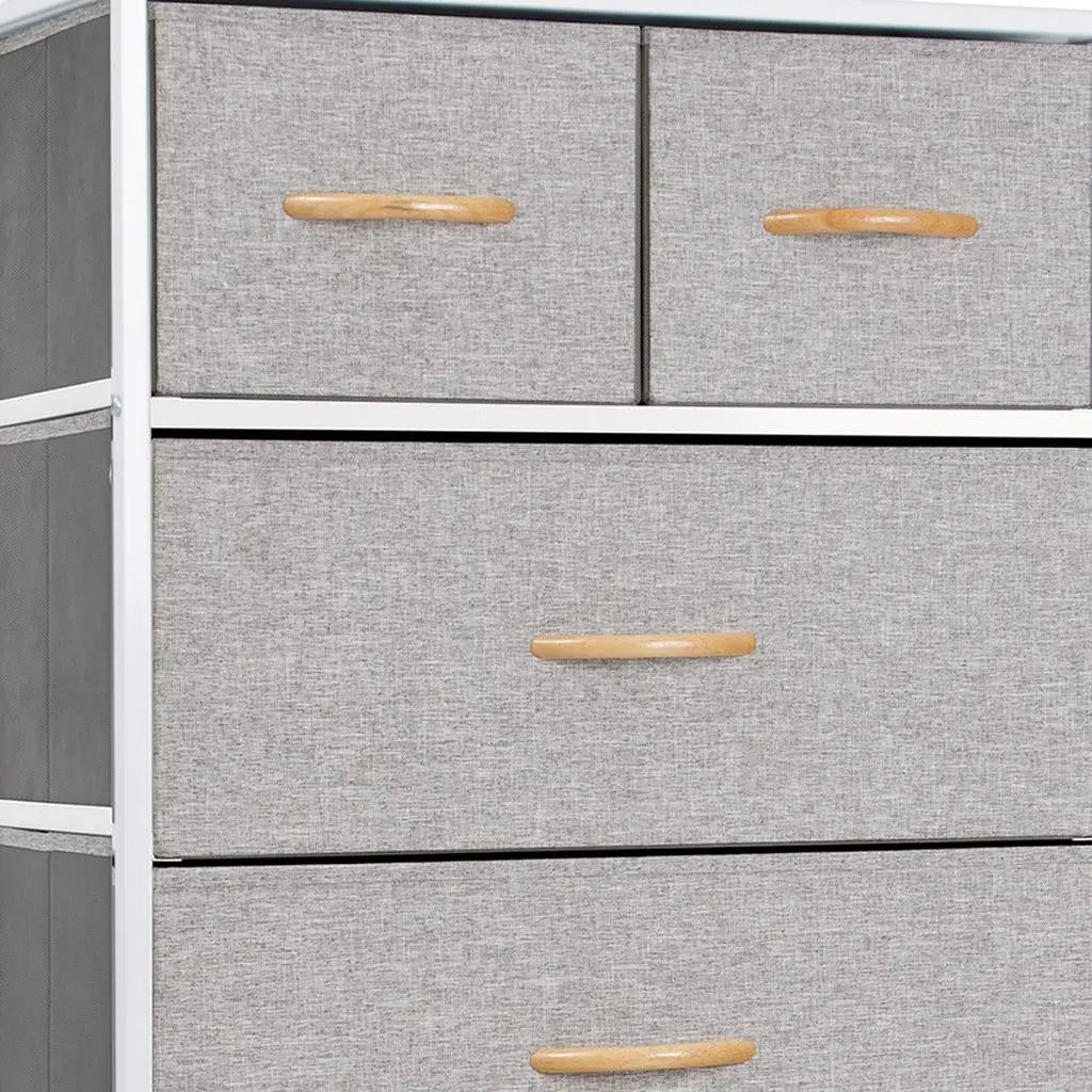 23" Gray and White Steel and Fabric Six Drawer Chest - GreatEagleInc
