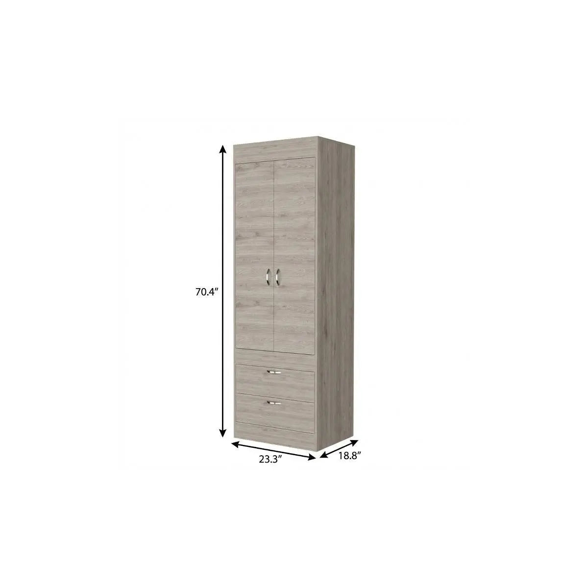 23" Light Gray Wood Accent Cabinet With Two Doors And Two Drawers Homeroots Kitchen & Dining