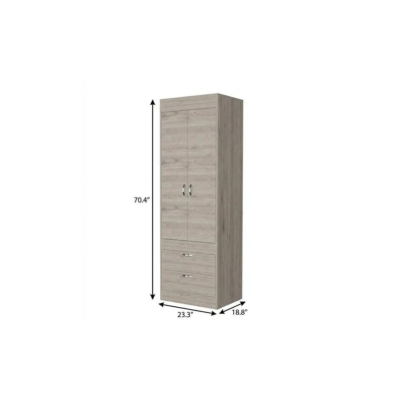 23" Light Gray Wood Accent Cabinet With Two Doors And Two Drawers Homeroots Kitchen & Dining