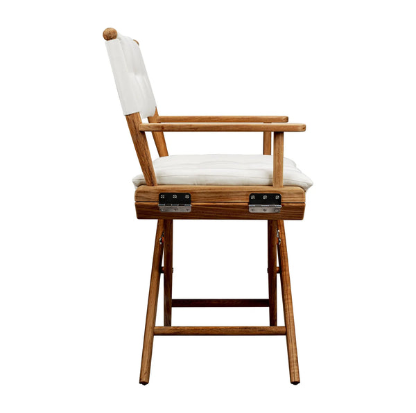23" Natural Solid Wood Outdoor Folding Director Chair with Cream Cushion Homeroots Outdoor