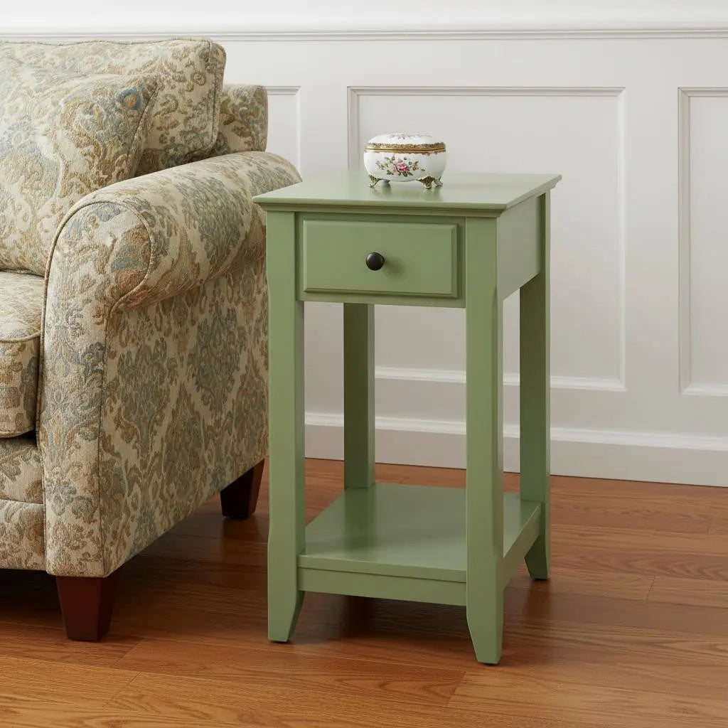 23" Pale Green Single Drawer End Table Homeroots Living Room