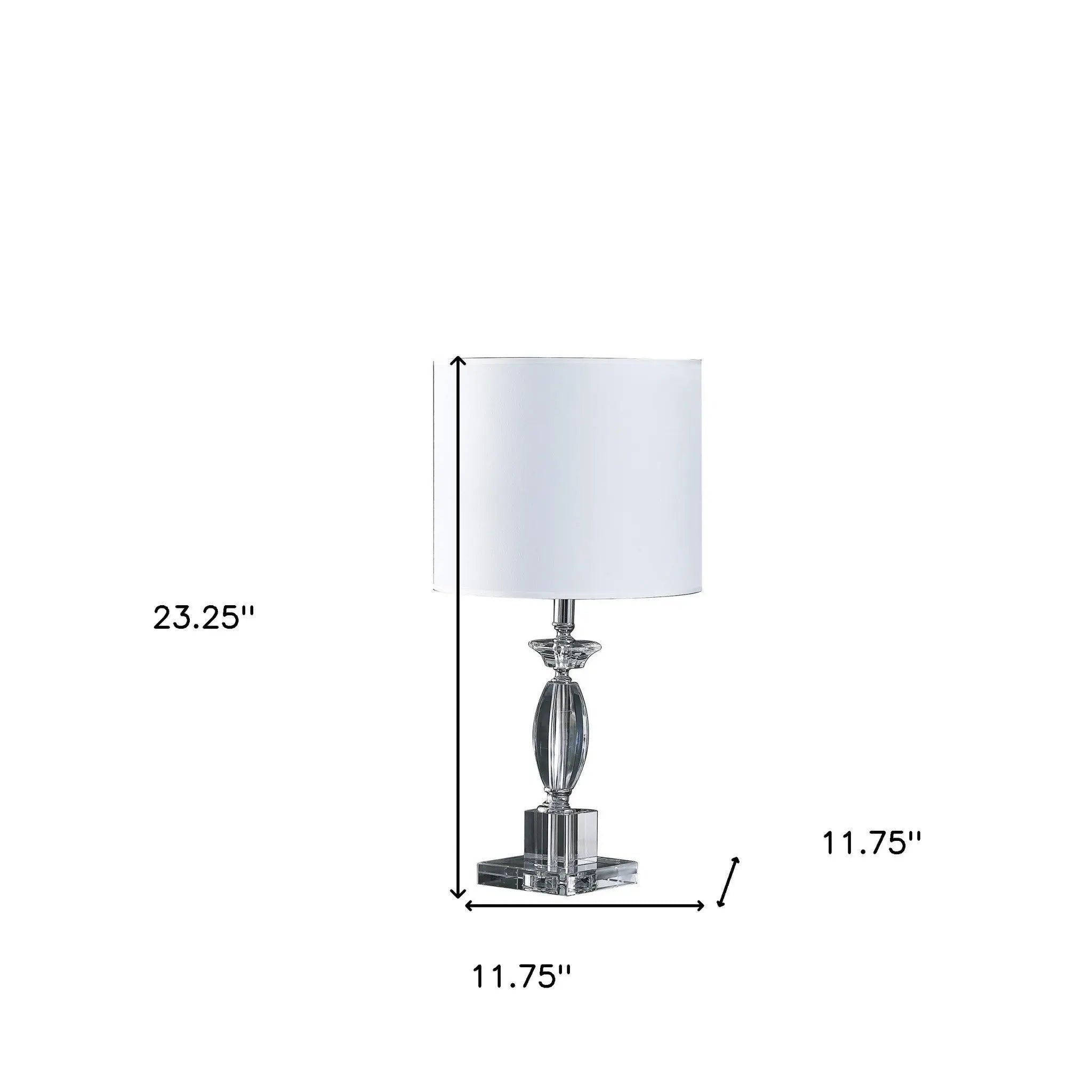 23" Silver Crystal Standard Table Lamp With White Classic Drum Shade Table Lamp Homeroots Lighting