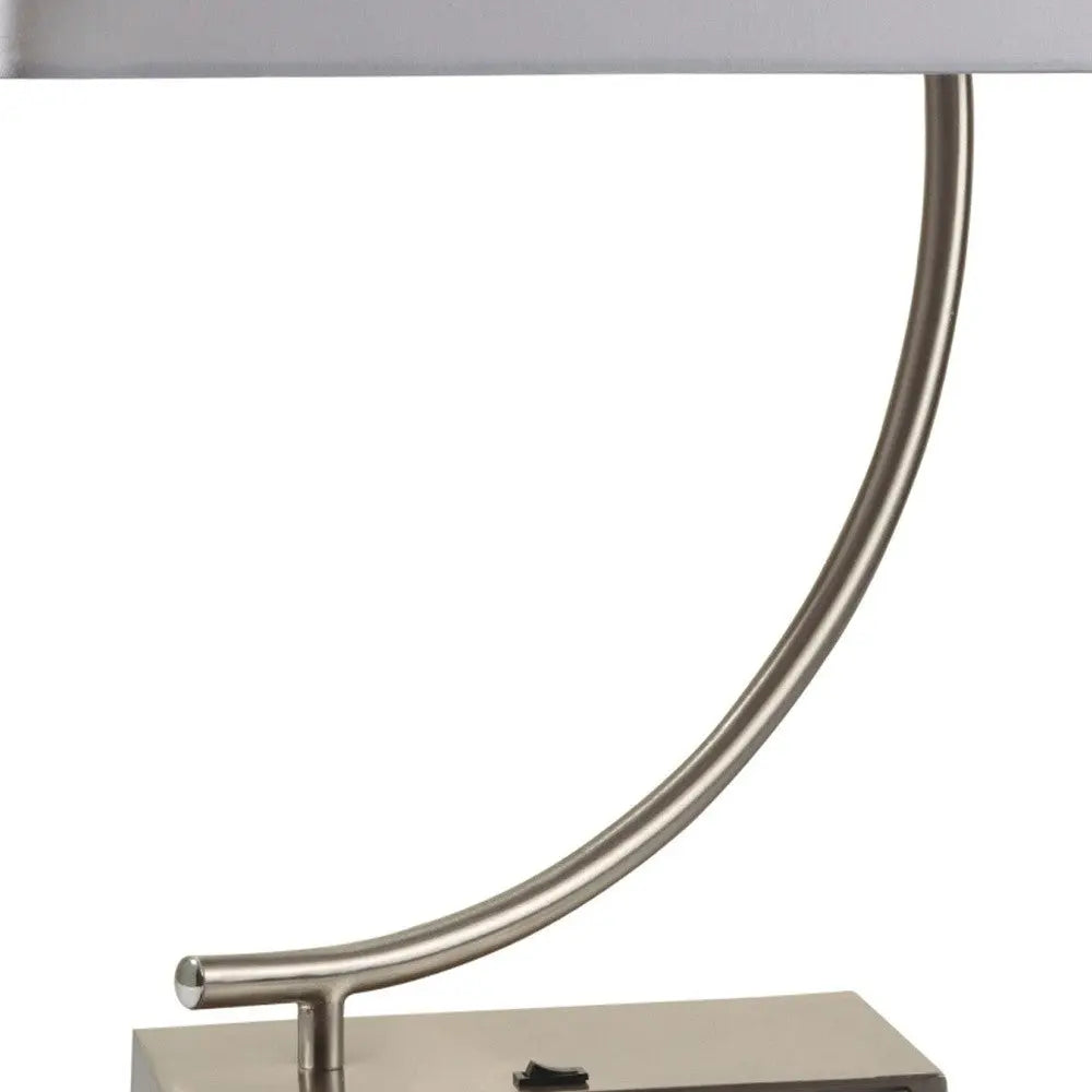 23" Silver Curved Table Lamp With White Rectangle Shade Homeroots Lighting