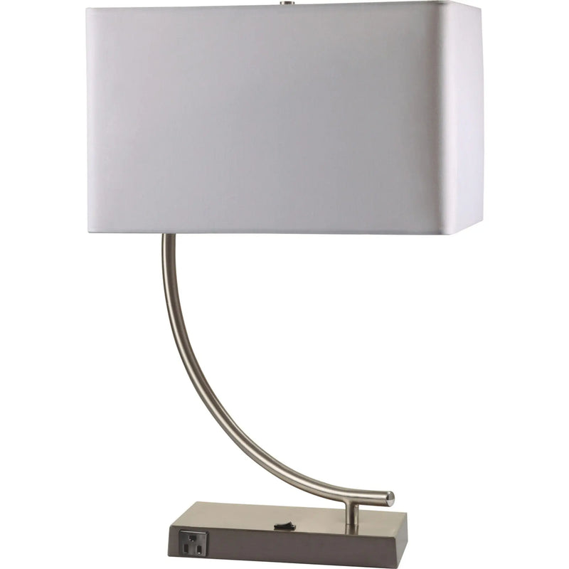 23" Silver Curved Table Lamp With White Rectangle Shade Homeroots Lighting