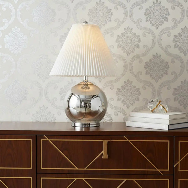 23" Silver Globe Lamp Base With Empire Shade Homeroots Lighting