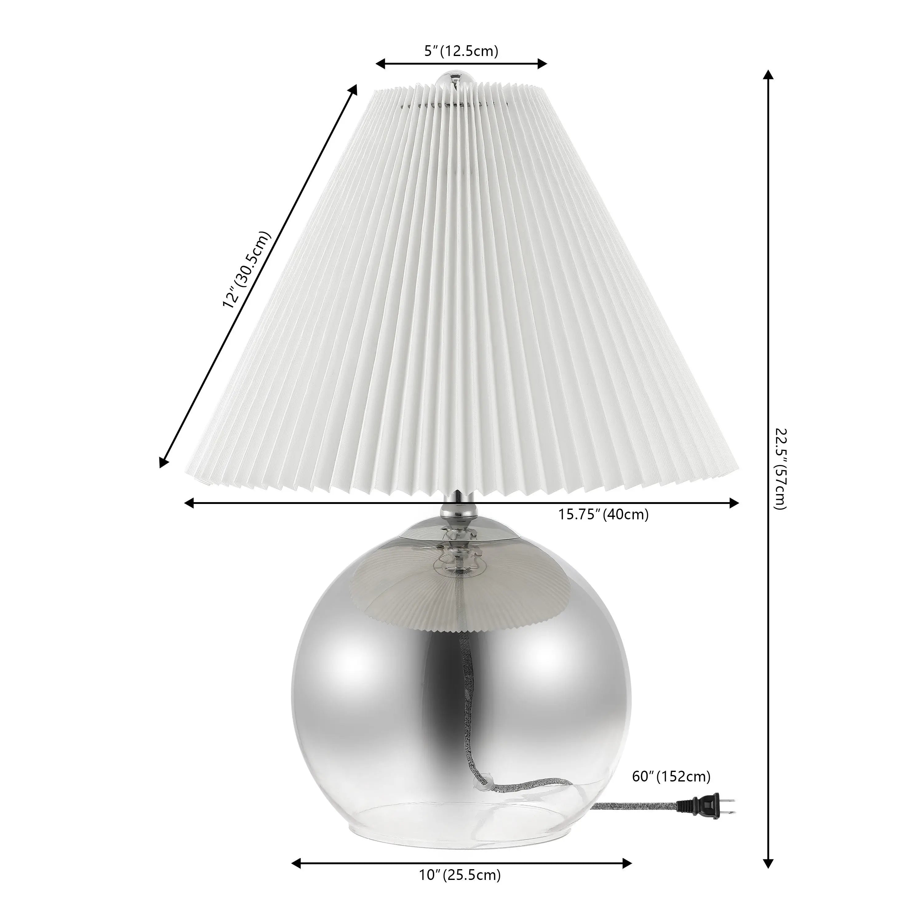 23" Silver Globe Lamp Base With Empire Shade Homeroots Lighting