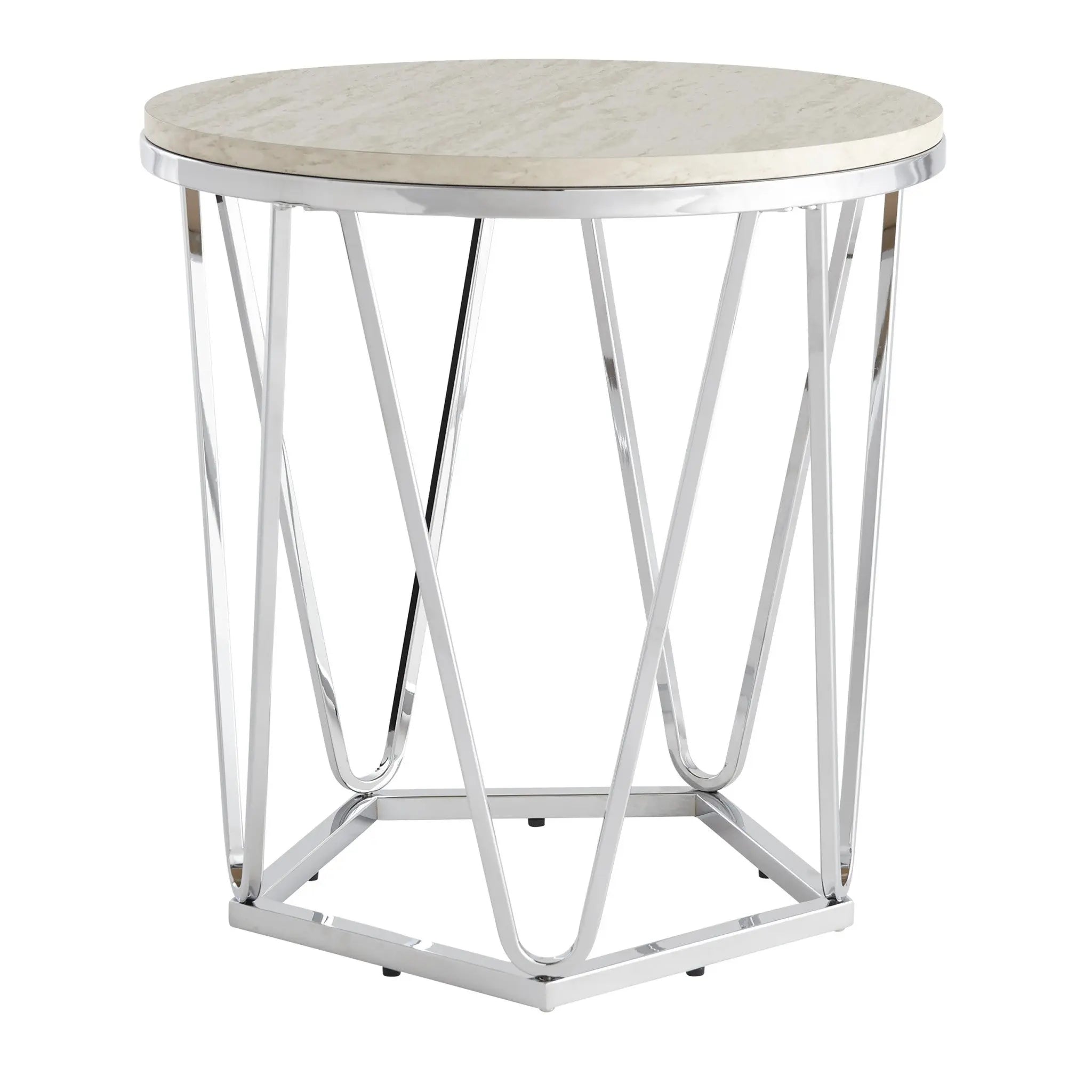 23" Silver Manufactured Wood And Iron Round End Table Homeroots Living Room