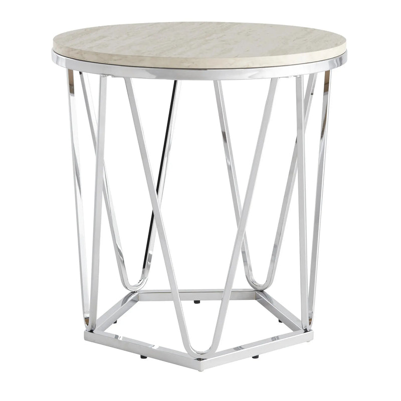 23" Silver Manufactured Wood And Iron Round End Table Homeroots Living Room