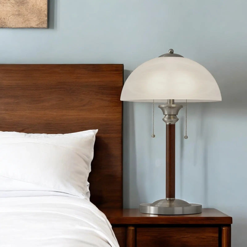 23" Silver Metal Standard Table Lamp With White Shade - GreatEagleInc