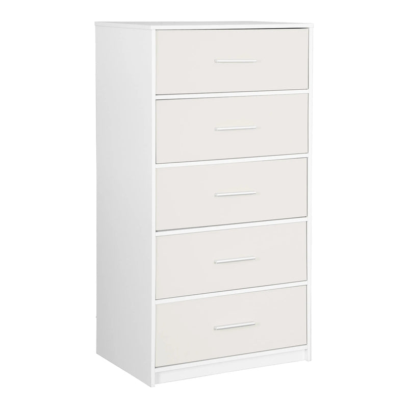 23" White Fabric Wood and Steel Five Drawer Lingerie Chest Homeroots Bed & Bath