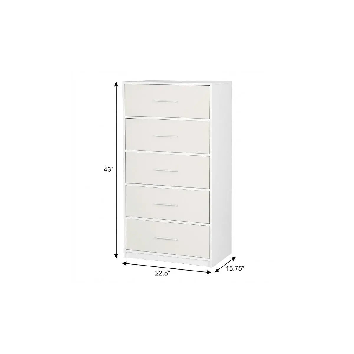23" White Fabric Wood and Steel Five Drawer Lingerie Chest Homeroots Bed & Bath