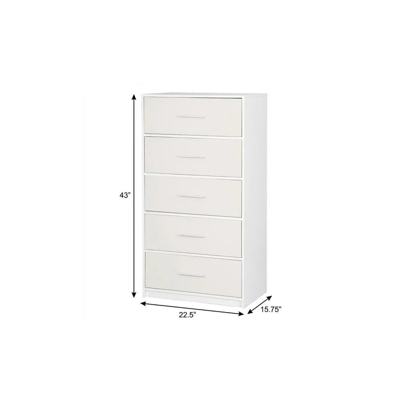 23" White Fabric Wood and Steel Five Drawer Lingerie Chest Homeroots Bed & Bath
