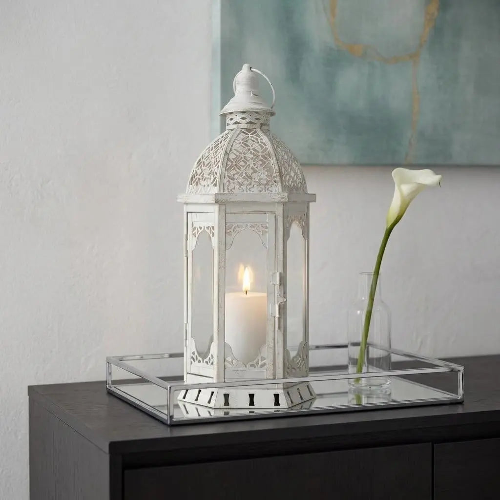 23" White Glass Floor Candelabra Candle Holder Homeroots Home Decor