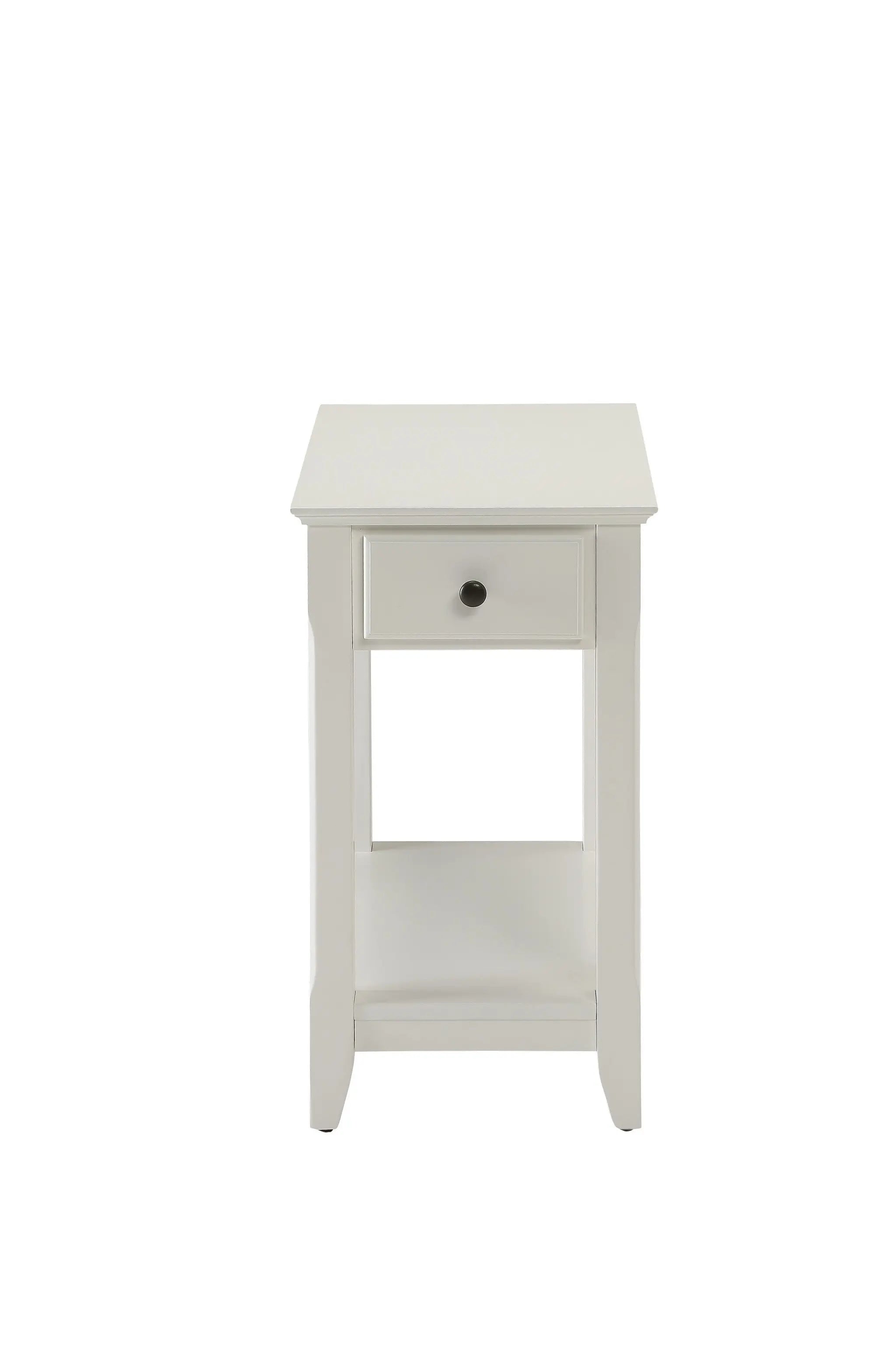 23" White Solid and Manufactured Wood End Table With Drawer And Shelf Homeroots Living Room