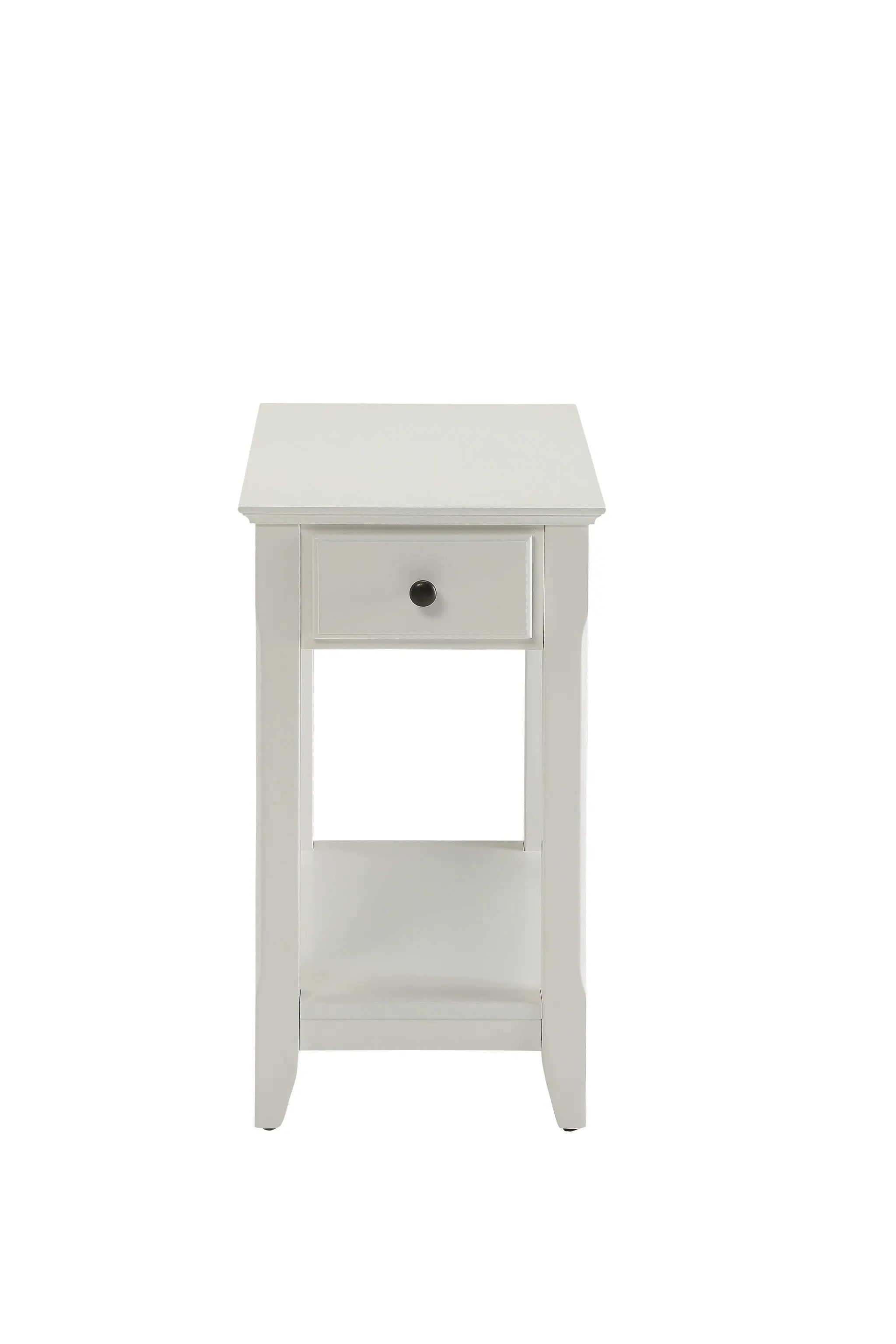 23" White Solid and Manufactured Wood End Table With Drawer And Shelf Homeroots Living Room