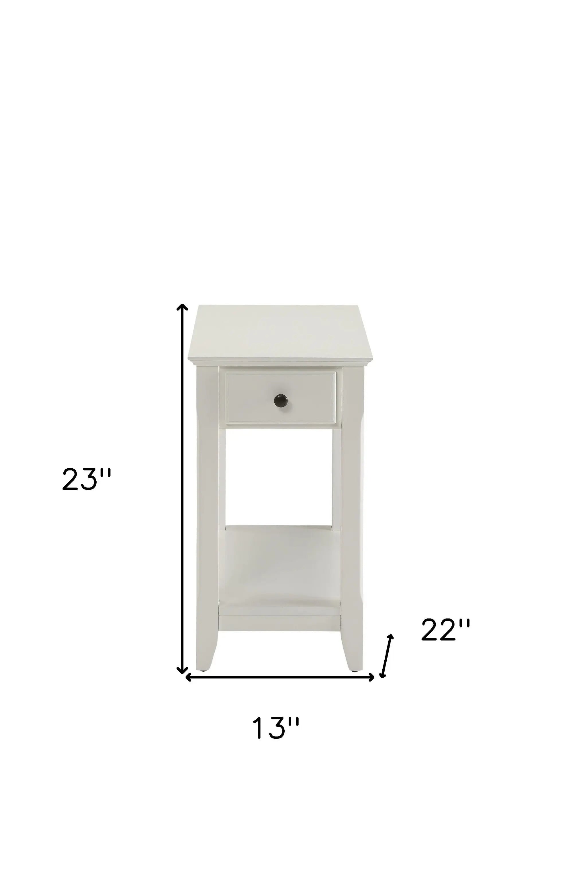 23" White Solid and Manufactured Wood End Table With Drawer And Shelf Homeroots Living Room