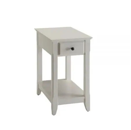 23" White Solid and Manufactured Wood End Table With Drawer And Shelf Homeroots Living Room