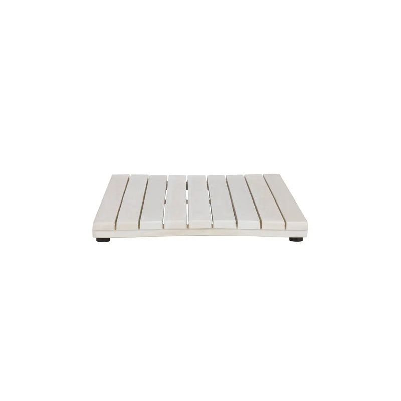 23" White Teak Slat Non Slip Bath Mat Homeroots Bed & Bath
