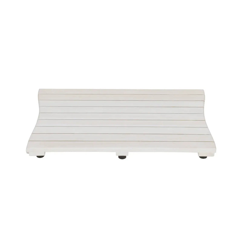 23" White Teak Slat Non Slip Bath Mat Homeroots Bed & Bath