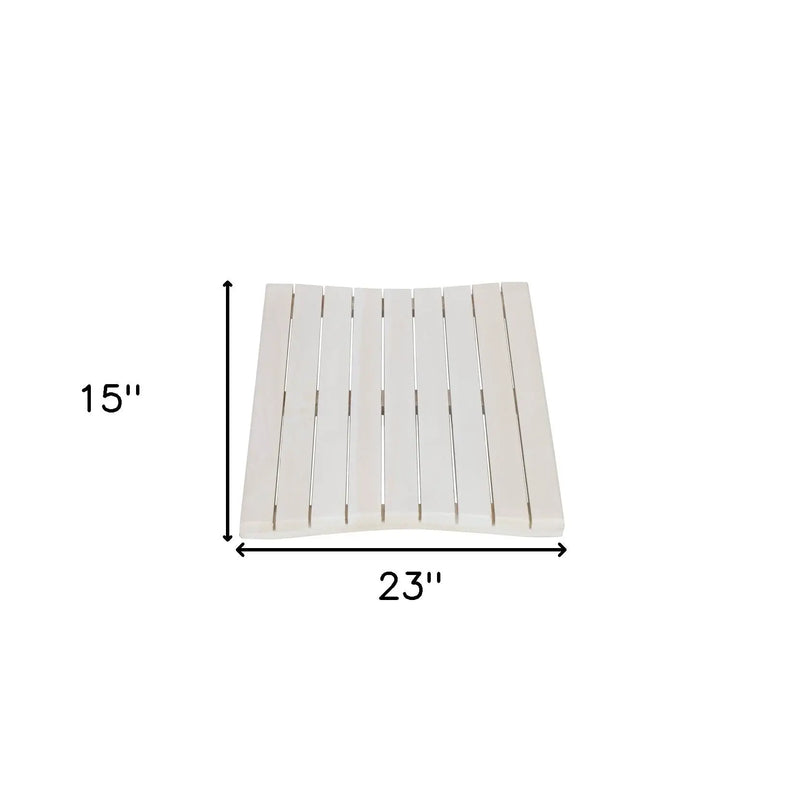 23" White Teak Slat Non Slip Bath Mat Homeroots Bed & Bath