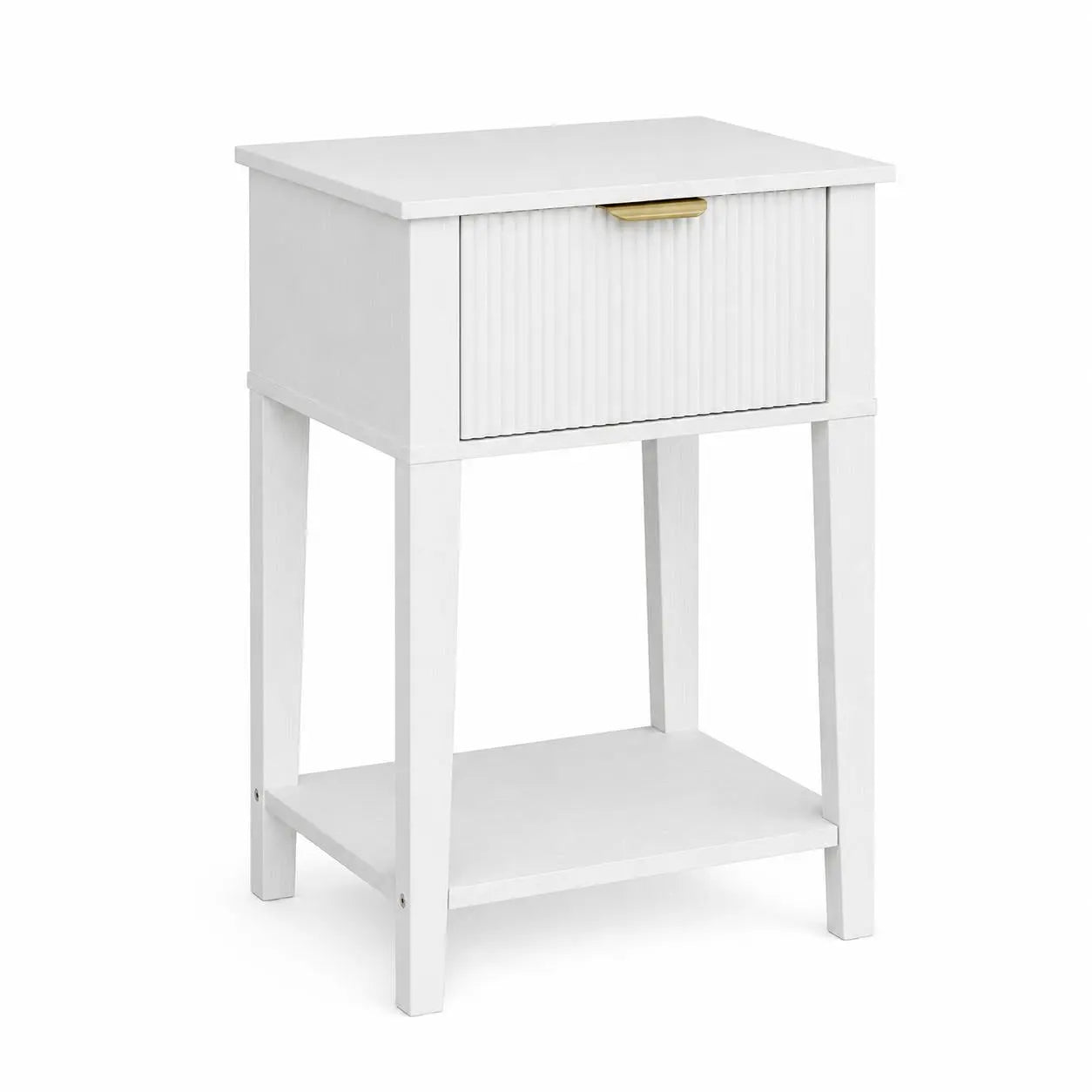 23" White Wood Ribbed Texture One Drawer Nightstand Homeroots Bed & Bath