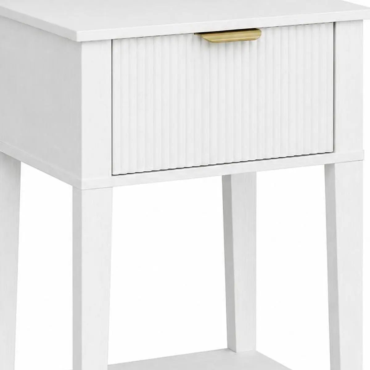 23" White Wood Ribbed Texture One Drawer Nightstand Homeroots Bed & Bath