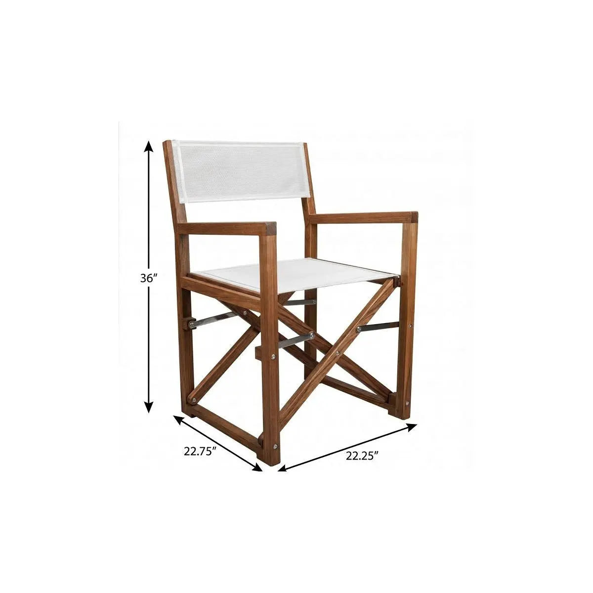 23" White and Natural Wood Solid Wood Indoor Outdoor Director Chair Homeroots Outdoor