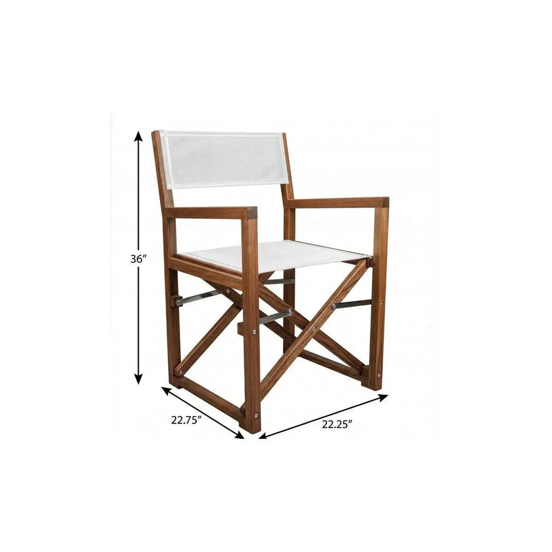 23" White and Natural Wood Solid Wood Indoor Outdoor Director Chair Homeroots Outdoor