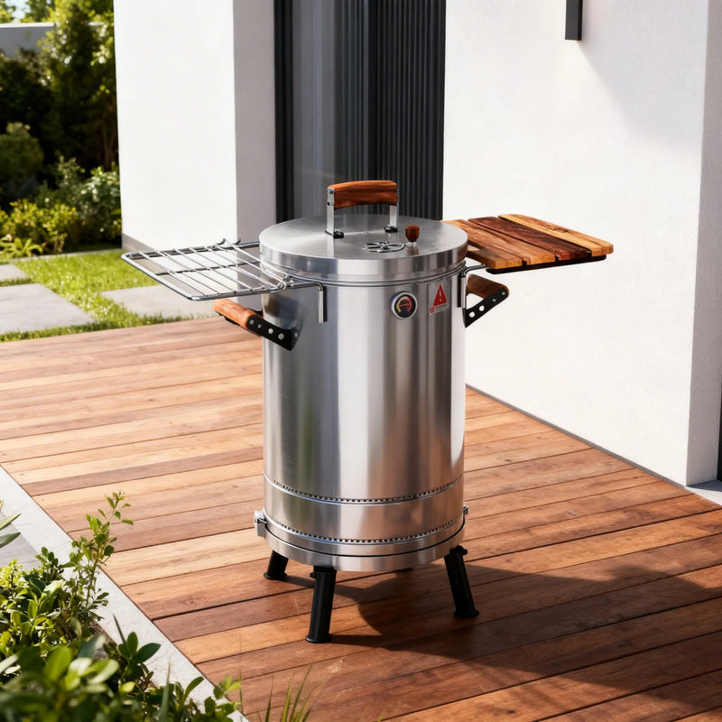 23" X 14" Silver Stainless Steel Portable Smoker Barrel Homeroots Outdoor