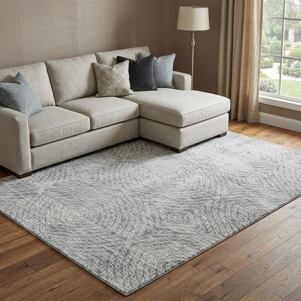10' X 14' Gray And Beige Abstract Shag Washable Area Rug With UV Protection - Home & Garden