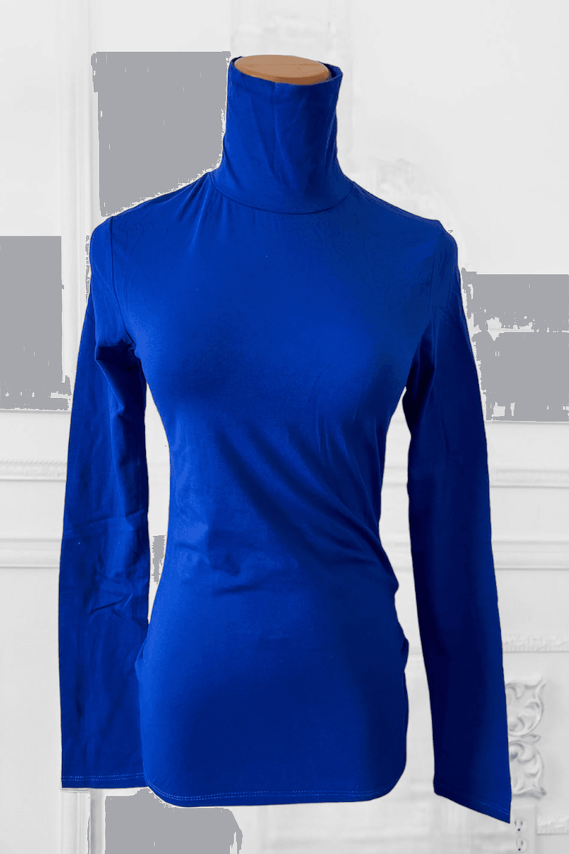 Simplicity Classic turtleneck top, royal blue, long sleeves, fitted high neck