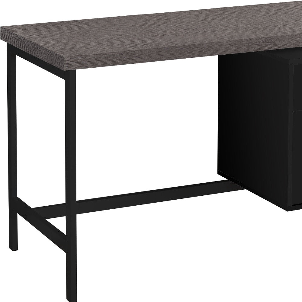 24" Gray and Black Computer Desk With Two Drawers - GreatEagleInc